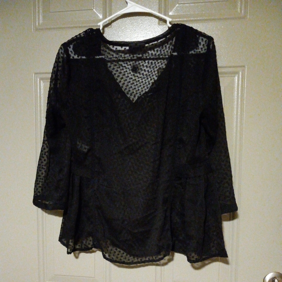 Anthropologie vanessa virginia blouse top ruched pleated Black Sheer Size 6 - Picture 5 of 9